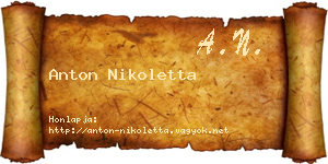 Anton Nikoletta névjegykártya